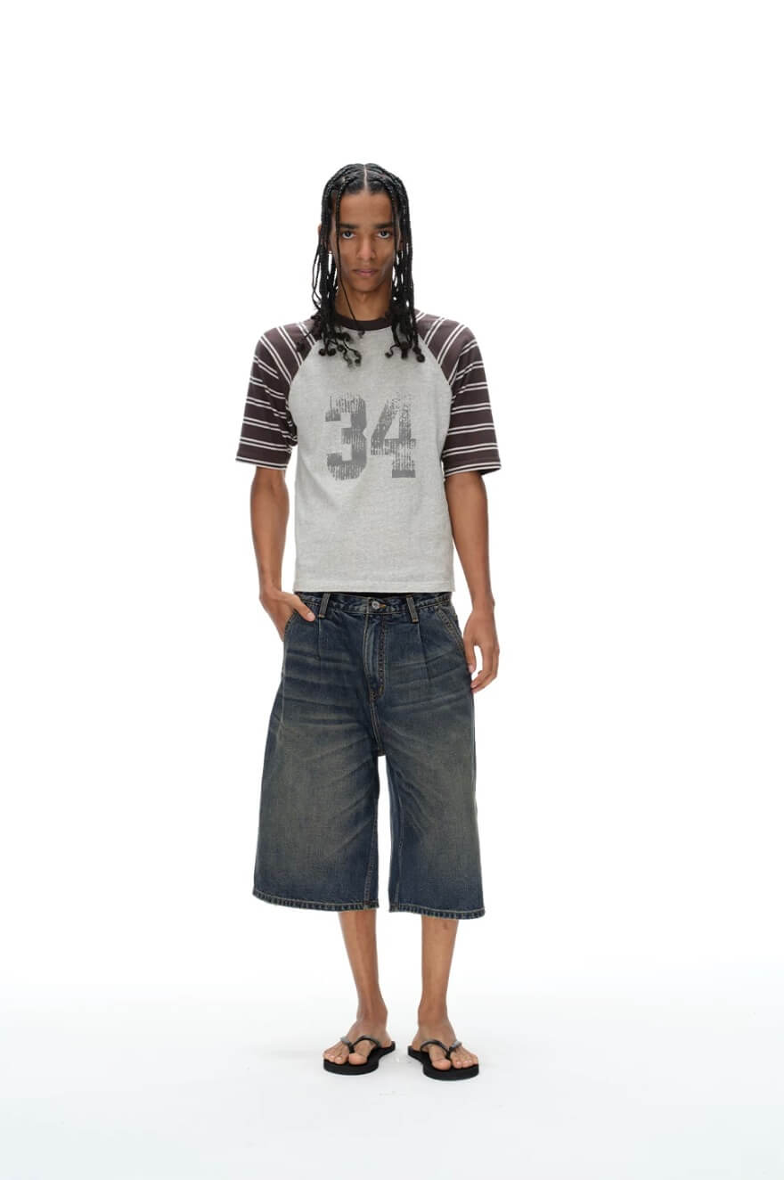 EXITMODE BY BLIND NO PLAN Pleated Washed Denim Shorts | Face 3 Face