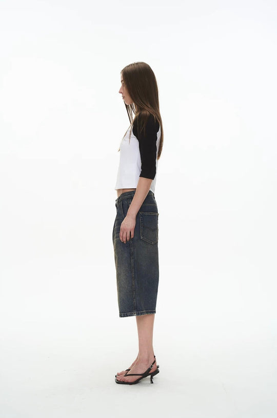 EXITMODE BY BLIND NO PLAN Pleated Washed Denim Shorts | Face 3 Face