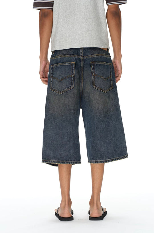 EXITMODE BY BLIND NO PLAN Pleated Washed Denim Shorts | Face 3 Face