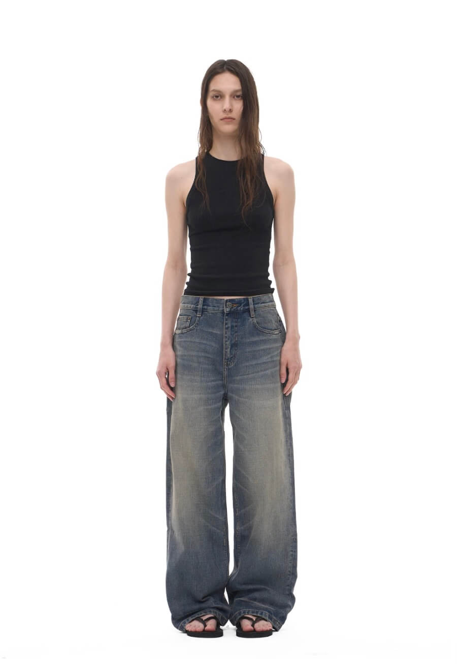 EXITMODE BY BLIND NO PLAN Vintage Washed Distressed Straight Jeans | Face 3 Face