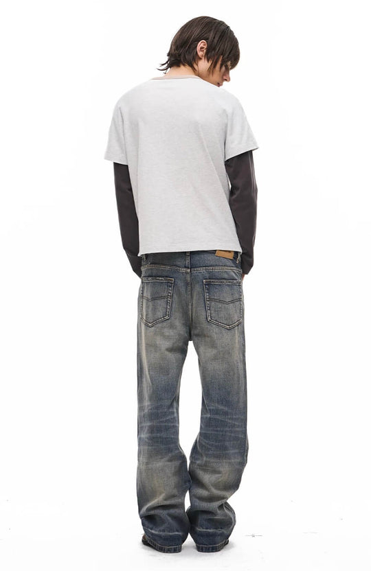 EXITMODE BY BLIND NO PLAN Vintage Washed Distressed Straight Jeans | Face 3 Face