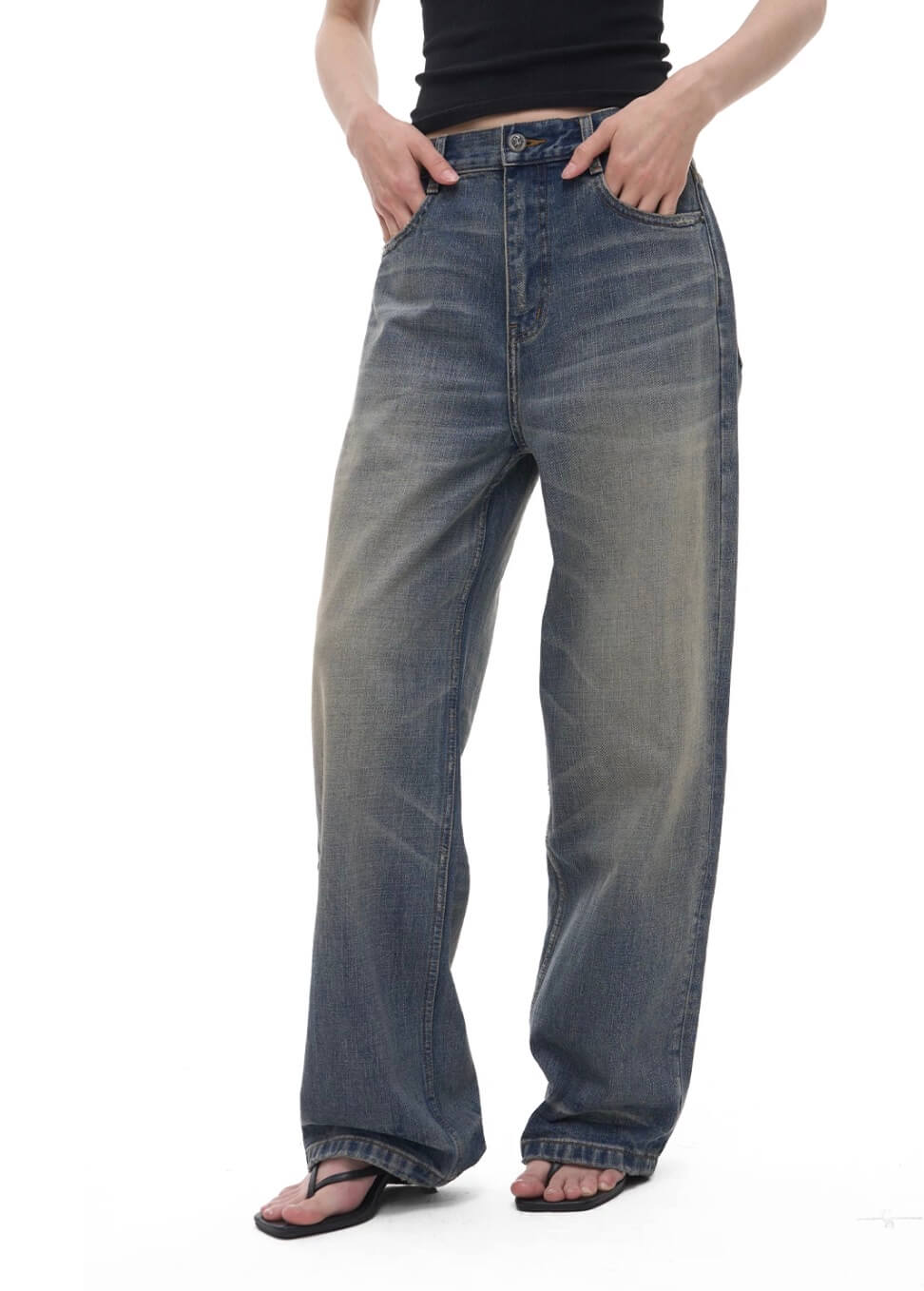 EXITMODE BY BLIND NO PLAN Vintage Washed Distressed Straight Jeans | Face 3 Face
