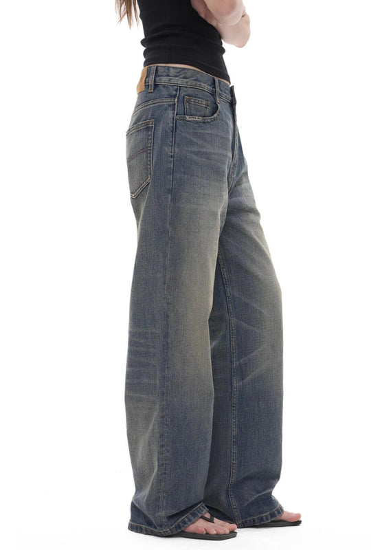 EXITMODE BY BLIND NO PLAN Vintage Washed Distressed Straight Jeans | Face 3 Face
