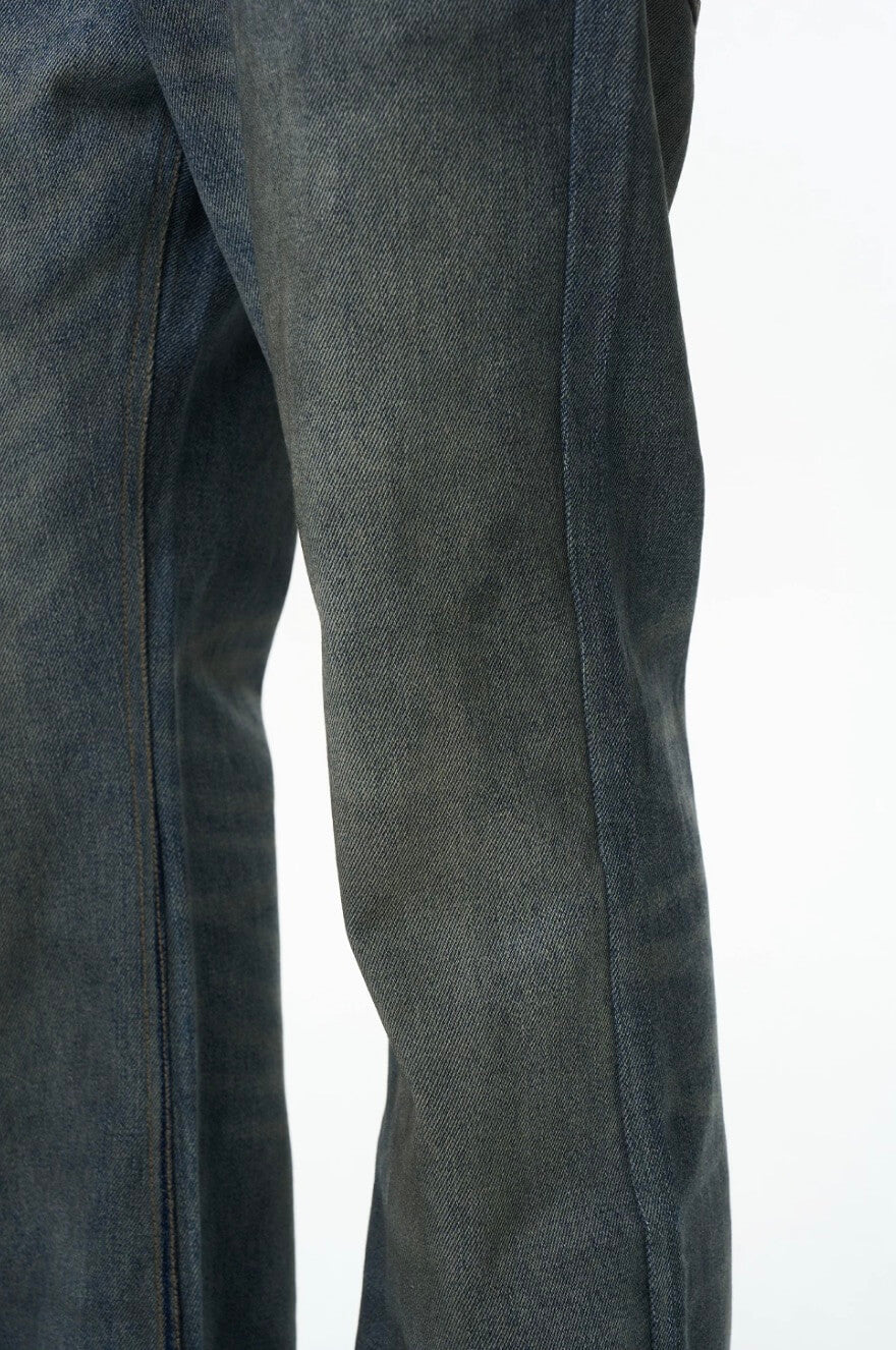 EXITMODE BY BLIND NO PLAN Washed Distressed Back Flap Pocket Flared Jeans | Face 3 Face