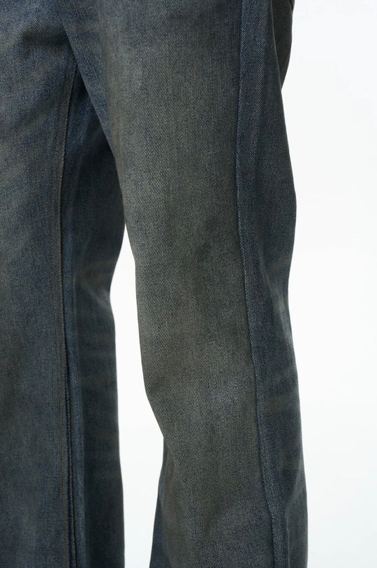 EXITMODE BY BLIND NO PLAN Washed Distressed Back Flap Pocket Flared Jeans | Face 3 Face