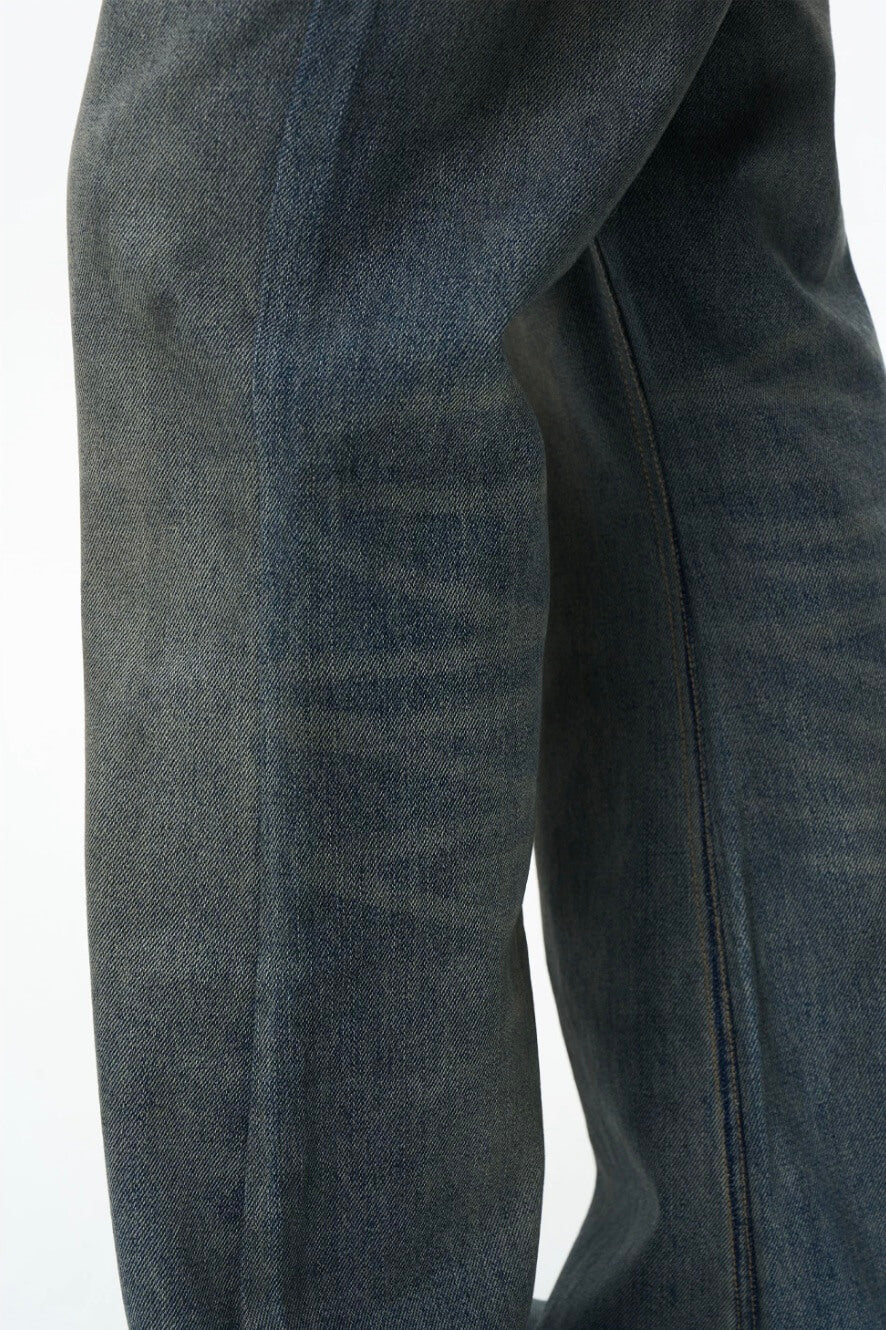 EXITMODE BY BLIND NO PLAN Washed Distressed Back Flap Pocket Flared Jeans | Face 3 Face