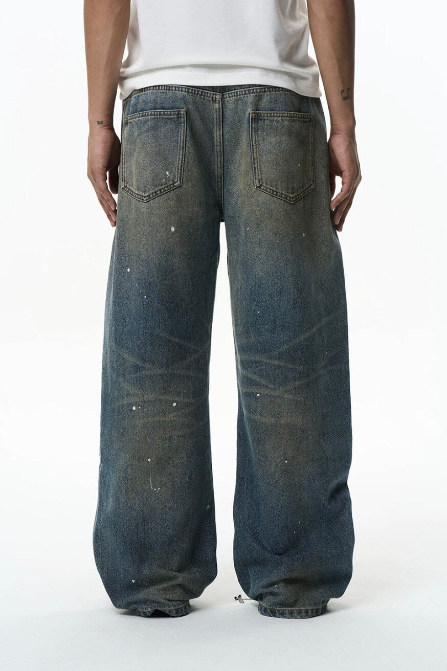 EXITMODE BY BLIND NO PLAN Washed Patch Embroidered Drawstring Baggy Jeans | Face 3 Face