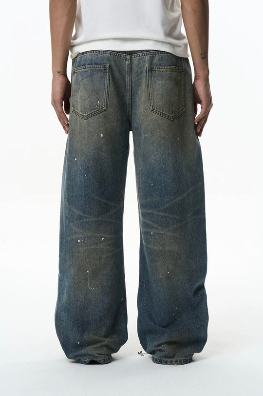 EXITMODE BY BLIND NO PLAN Washed Patch Embroidered Drawstring Baggy Jeans | Face 3 Face
