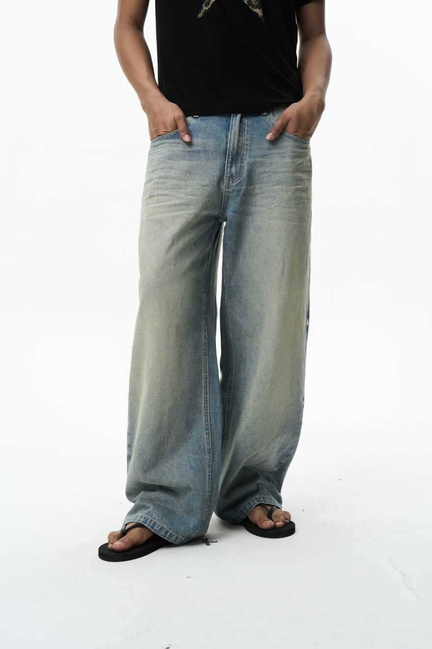 EXITMODE BY BLIND NO PLAN 3D Whisker Washed Baggy Jeans | Face 3 Face