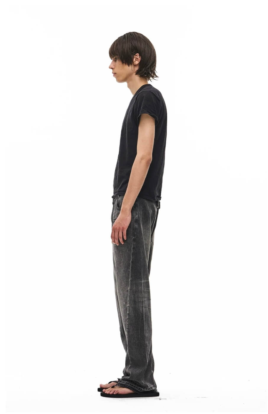EXITMODE BY BLIND NO PLAN Black Washed Distressed Curved Jeans | Face 3 Face