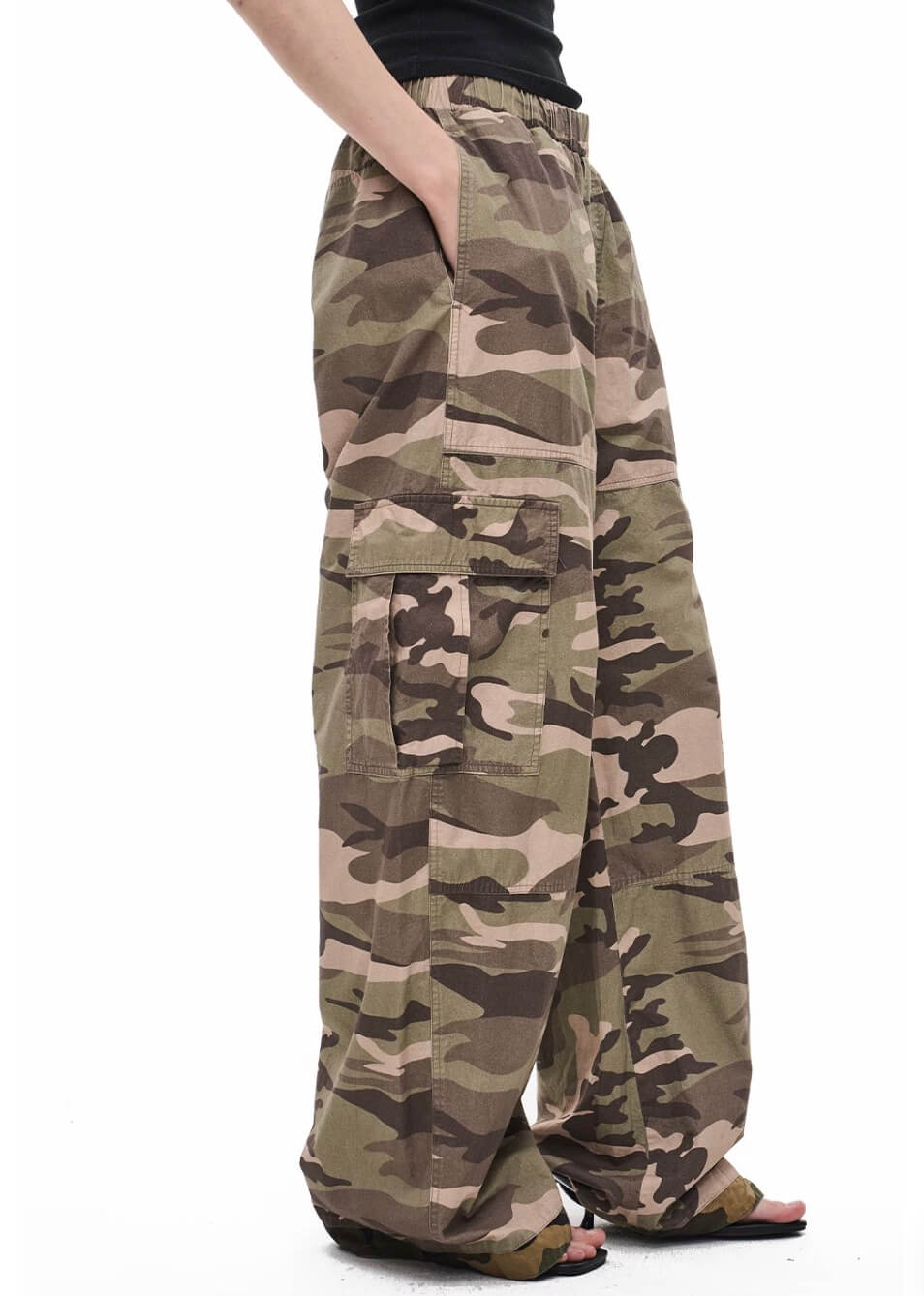 EXITMODE BY BLIND NO PLAN Reversible Washed Camo Baggy Cargo Pants | Face 3 Face