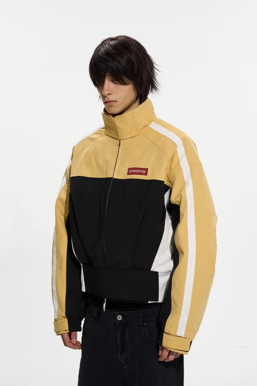 EXITMODE BY BLIND NO PLAN Horse Embroidered Elbow Patch Short Racing Jacket | Face 3 Face