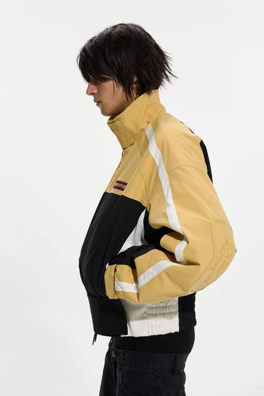 EXITMODE BY BLIND NO PLAN Horse Embroidered Elbow Patch Short Racing Jacket | Face 3 Face