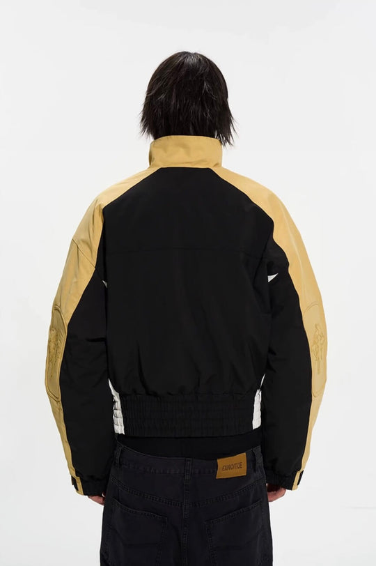EXITMODE BY BLIND NO PLAN Horse Embroidered Elbow Patch Short Racing Jacket | Face 3 Face