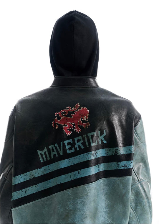 EXITMODE BY BLIND NO PLAN Vintage Distressed PU Leather Short Racing Jacket | Face 3 Face