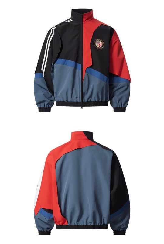 EXITMODE BY BLIND NO PLAN Patchwork Color Block Oversized Track Jacket | Face 3 Face