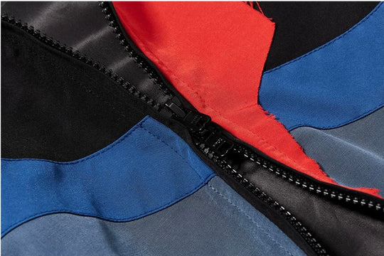 EXITMODE BY BLIND NO PLAN Patchwork Color Block Oversized Track Jacket | Face 3 Face