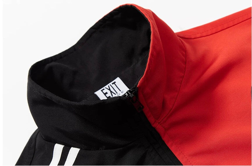 EXITMODE BY BLIND NO PLAN Patchwork Color Block Oversized Track Jacket | Face 3 Face