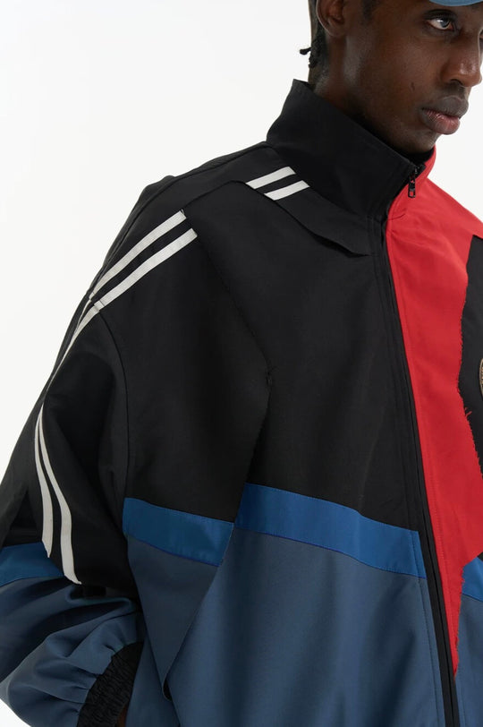 EXITMODE BY BLIND NO PLAN Patchwork Color Block Oversized Track Jacket | Face 3 Face