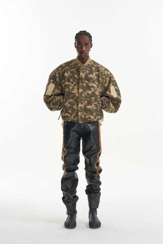 EXITMODE BY BLIND NO PLAN Camouflage Oversized Bomber Jacket | Face 3 Face
