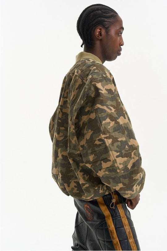 EXITMODE BY BLIND NO PLAN Camouflage Oversized Bomber Jacket | Face 3 Face