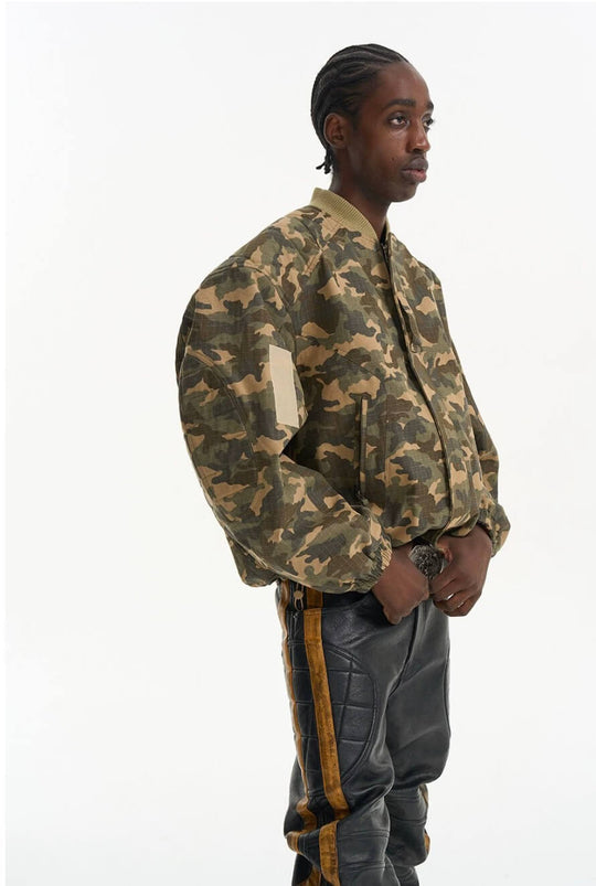 EXITMODE BY BLIND NO PLAN Camouflage Oversized Bomber Jacket | Face 3 Face