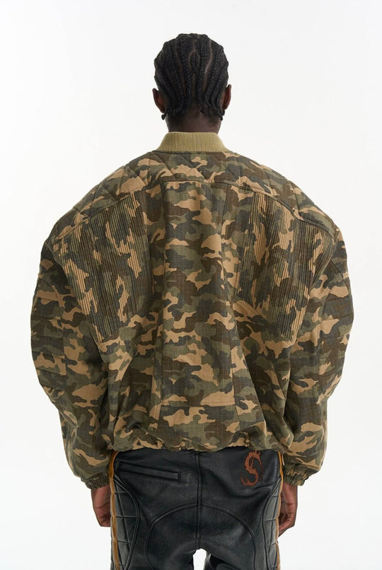 EXITMODE BY BLIND NO PLAN Camouflage Oversized Bomber Jacket | Face 3 Face