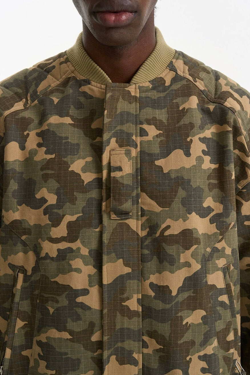 EXITMODE BY BLIND NO PLAN Camouflage Oversized Bomber Jacket | Face 3 Face