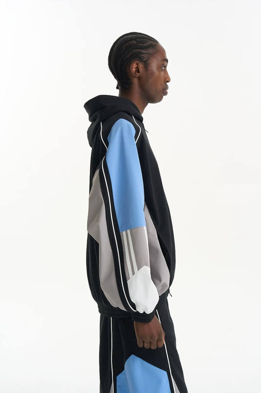 EXITMODE BY BLIND NO PLAN Horse Embroidered Color Block Hooded Track Jacket | Face 3 Face