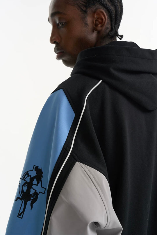 EXITMODE BY BLIND NO PLAN Horse Embroidered Color Block Hooded Track Jacket | Face 3 Face