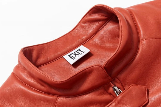EXITMODE BY BLIND NO PLAN Embroidered Patch PU Leather Short Racing Jacket | Face 3 Face