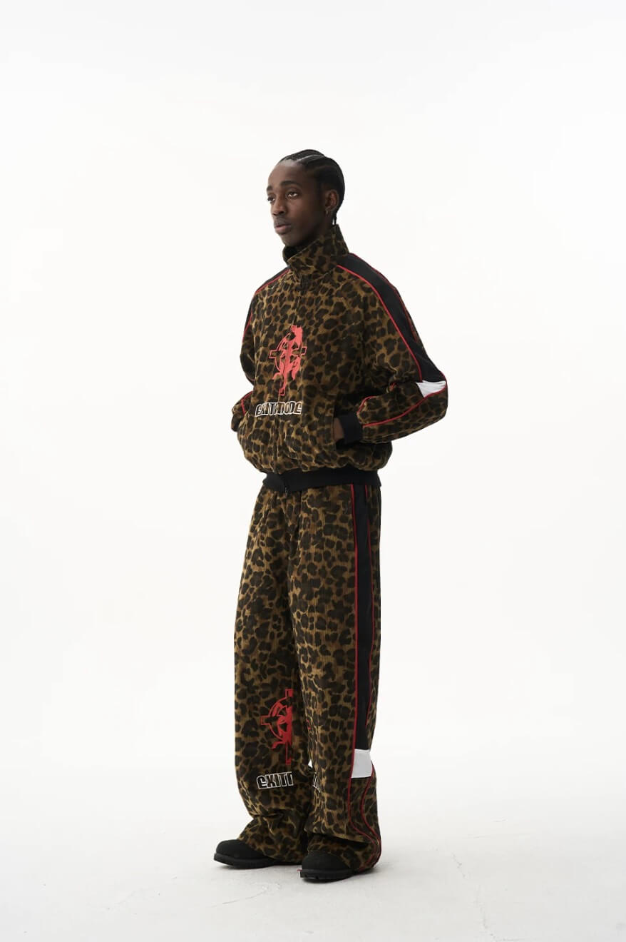 EXITMODE BY BLIND NO PLAN Horse Graphic Leopard Print Track Jacket | Face 3 Face