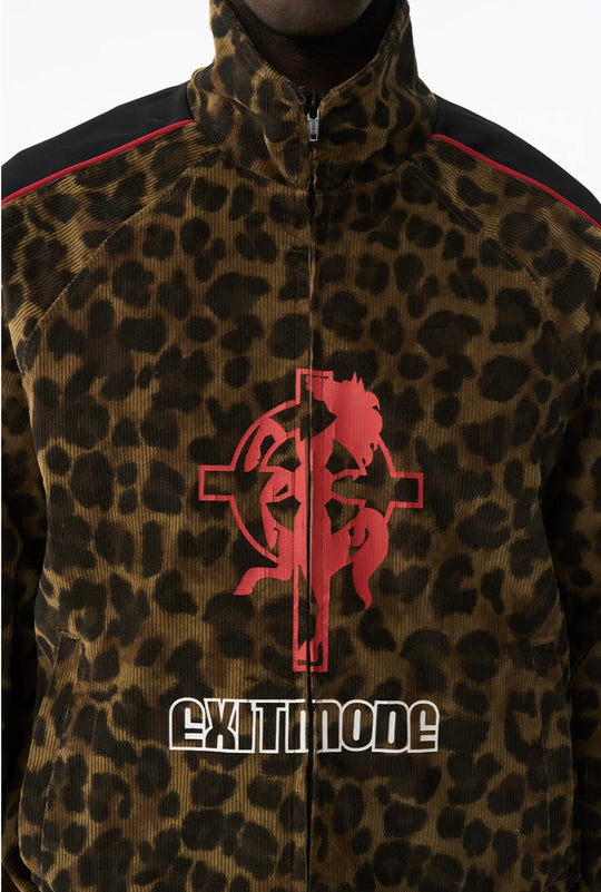 EXITMODE BY BLIND NO PLAN Horse Graphic Leopard Print Track Jacket | Face 3 Face