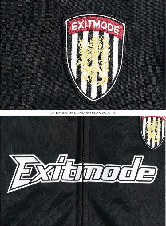 EXITMODE BY BLIND NO PLAN Sport Stripe Sleeve Hooded Bomber Jacket | Face 3 Face