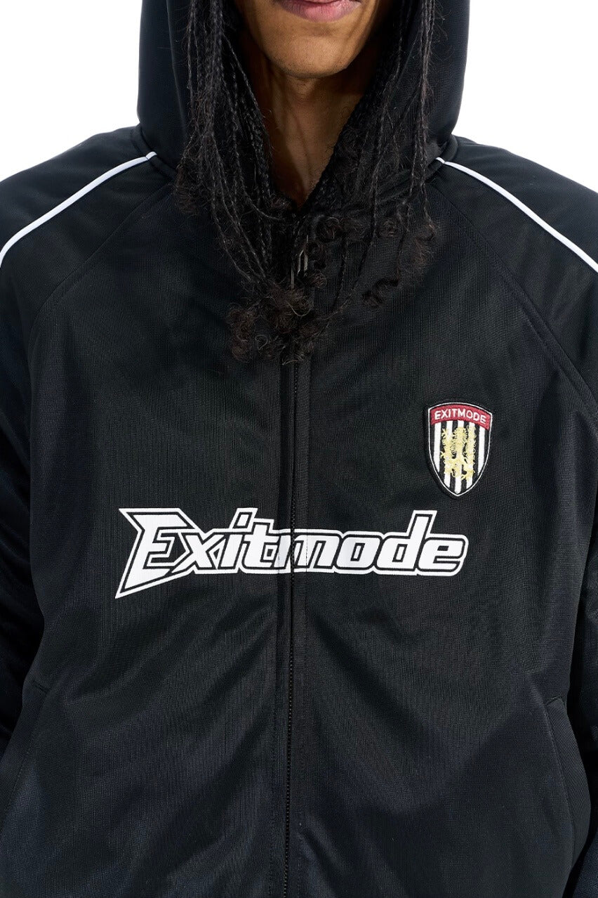 EXITMODE BY BLIND NO PLAN Sport Stripe Sleeve Hooded Bomber Jacket | Face 3 Face
