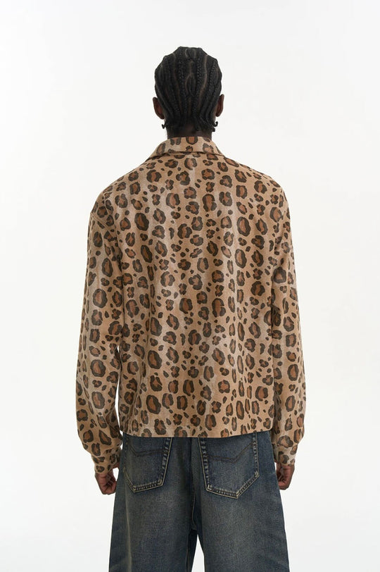 EXITMODE BY BLIND NO PLAN Leopard Print Long Sleeve Polo Shirt | Face 3 Face