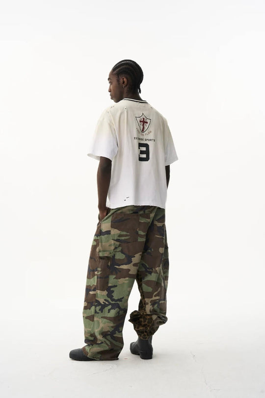EXITMODE BY BLIND NO PLAN Washed Distressed V Neck Short Sleeve Tee