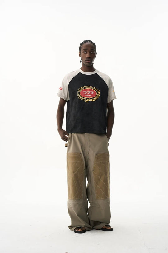 EXITMODE BY BLIND NO PLAN Wax Print Color Block Raglan Short Sleeve Tee