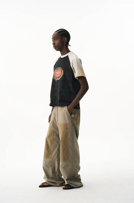EXITMODE BY BLIND NO PLAN Wax Print Color Block Raglan Short Sleeve Tee