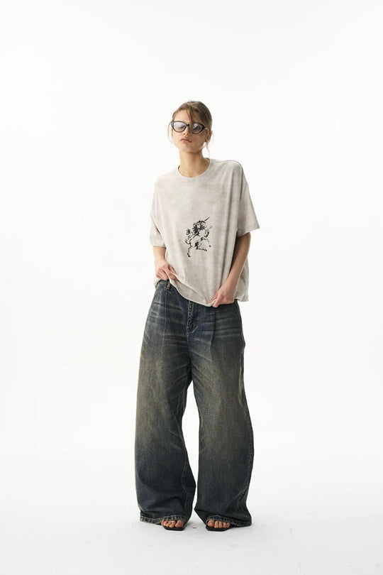EXITMODE BY BLIND NO PLAN Wax Print Emblem Patch Washed Short Sleeve Tee | Face 3 Face