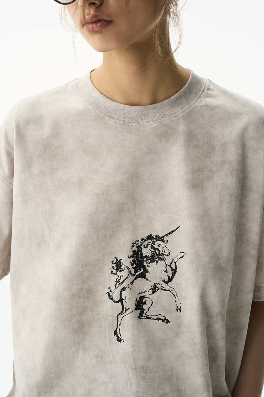 EXITMODE BY BLIND NO PLAN Wax Print Emblem Patch Washed Short Sleeve Tee | Face 3 Face