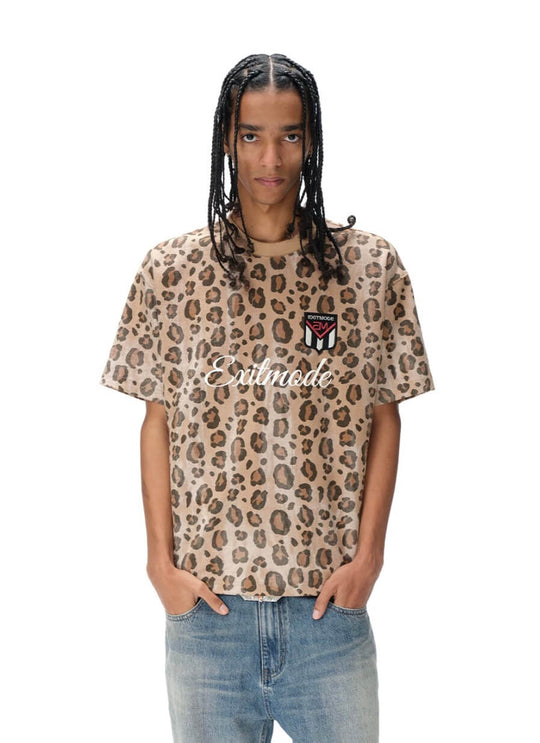 EXITMODE BY BLIND NO PLAN Leopard Print Emblem Patch Short Sleeve Tee | Face 3 Face