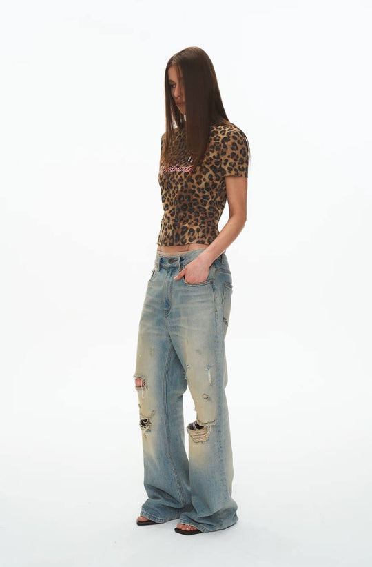 EXITMODE BY BLIND NO PLAN Leopard Print Emblem Patch Short Sleeve Tee | Face 3 Face