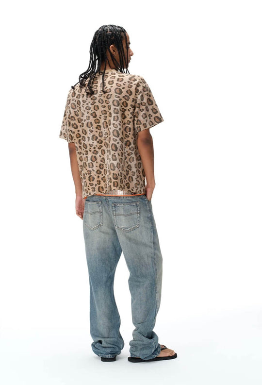 EXITMODE BY BLIND NO PLAN Leopard Print Emblem Patch Short Sleeve Tee | Face 3 Face
