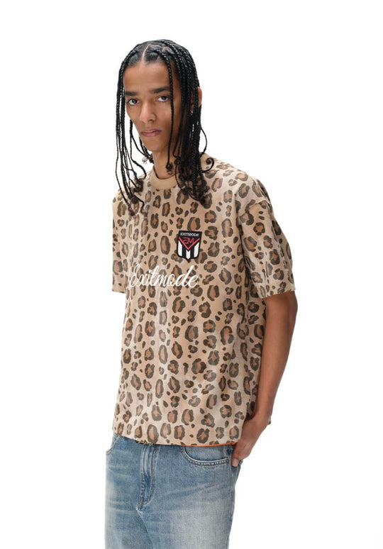 EXITMODE BY BLIND NO PLAN Leopard Print Emblem Patch Short Sleeve Tee | Face 3 Face