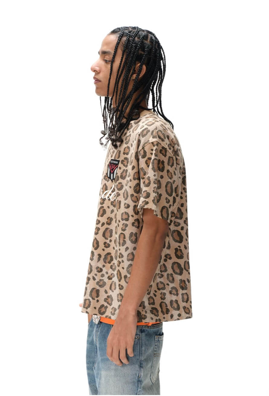 EXITMODE BY BLIND NO PLAN Leopard Print Emblem Patch Short Sleeve Tee | Face 3 Face