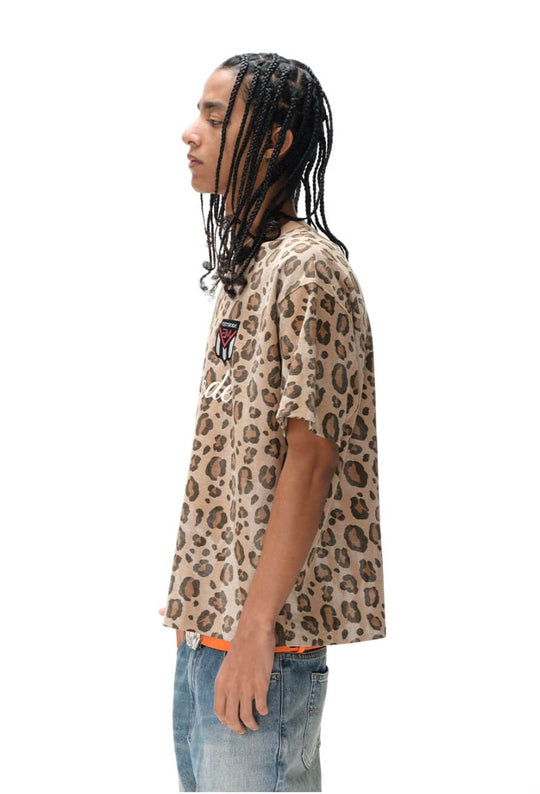 EXITMODE BY BLIND NO PLAN Leopard Print Emblem Patch Short Sleeve Tee | Face 3 Face
