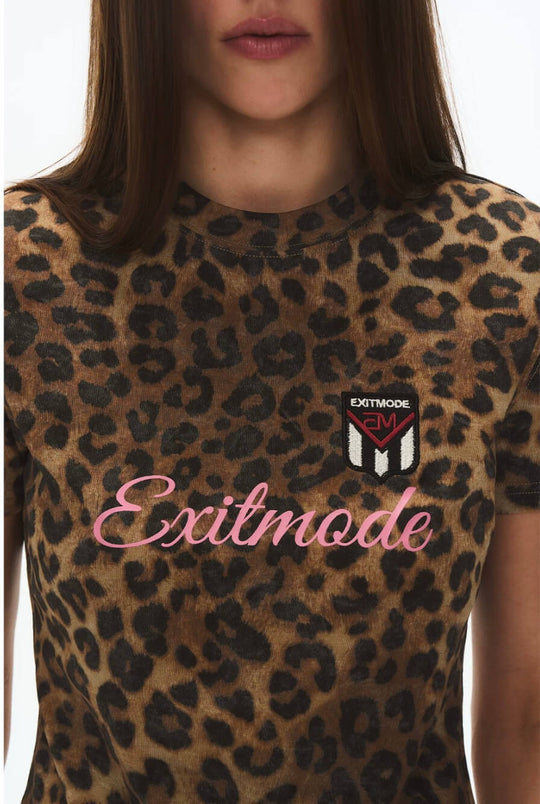 EXITMODE BY BLIND NO PLAN Leopard Print Emblem Patch Short Sleeve Tee | Face 3 Face