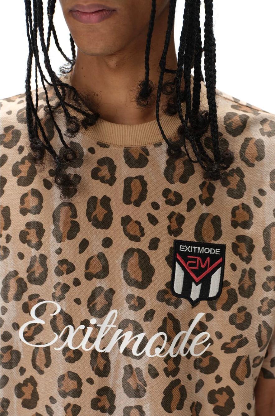 EXITMODE BY BLIND NO PLAN Leopard Print Emblem Patch Short Sleeve Tee | Face 3 Face
