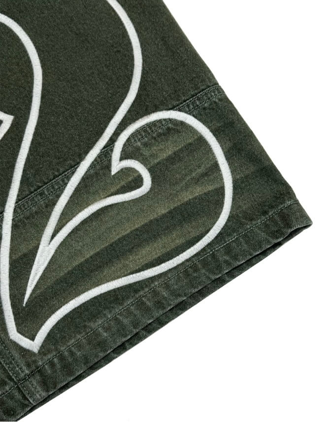 EVETS Embroidered Patches Denim Baggy Shorts | Face 3 Face